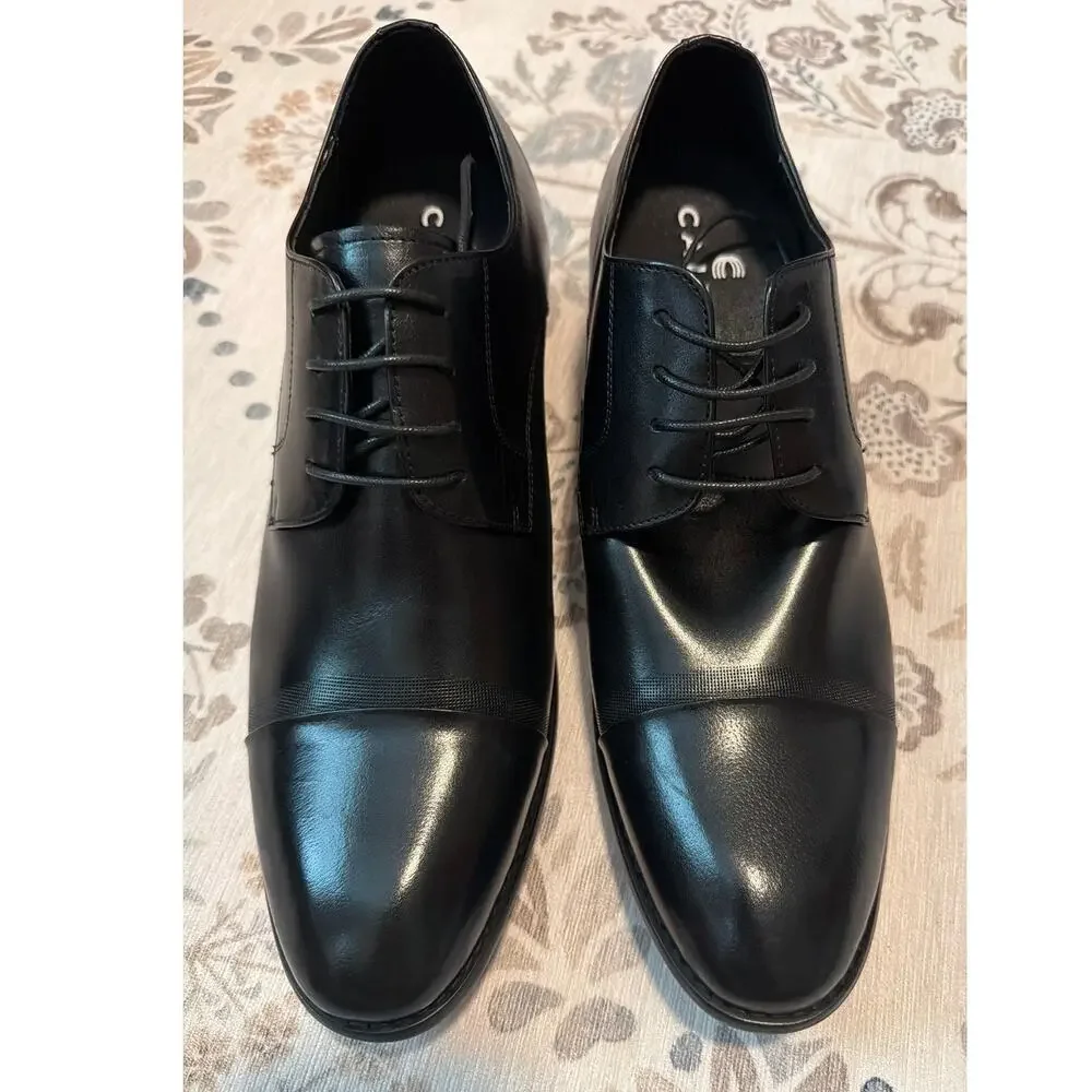 CALTO Men's Black Leather CapToe Oxford Elevator Shoes Size 11 Height Increasing